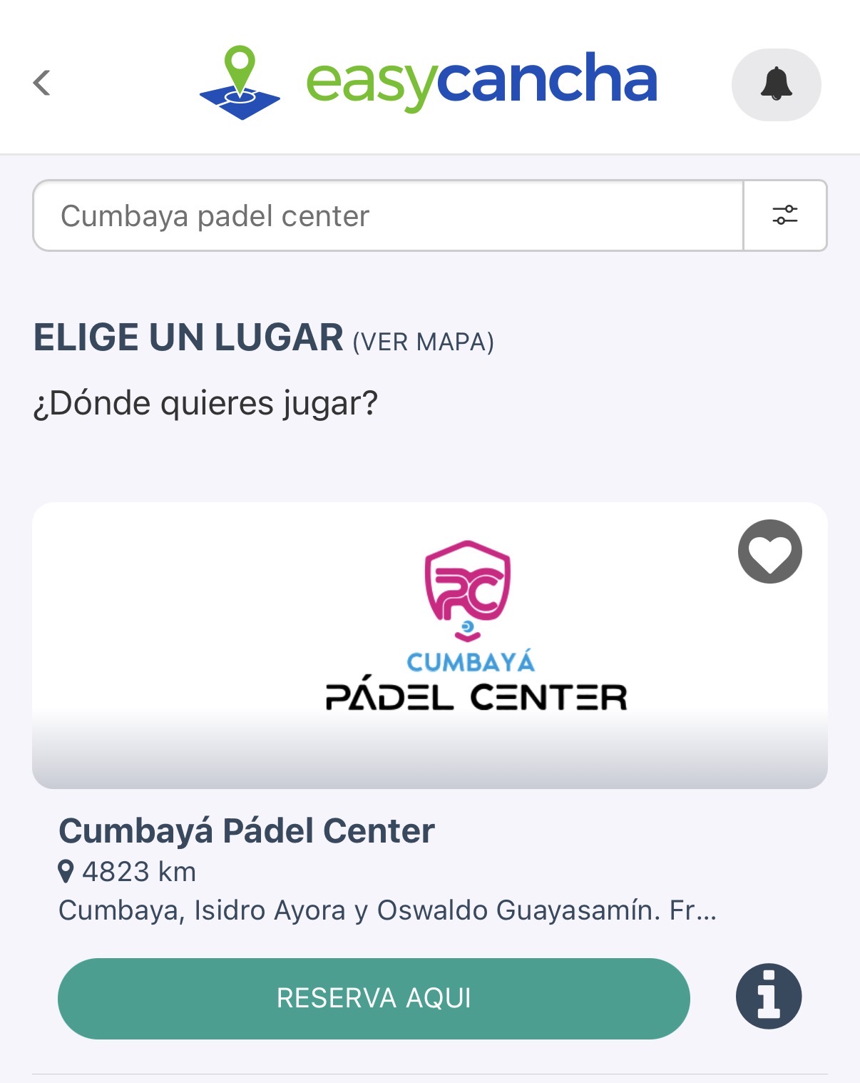 Selecciona Cumbayá Pádel Center
